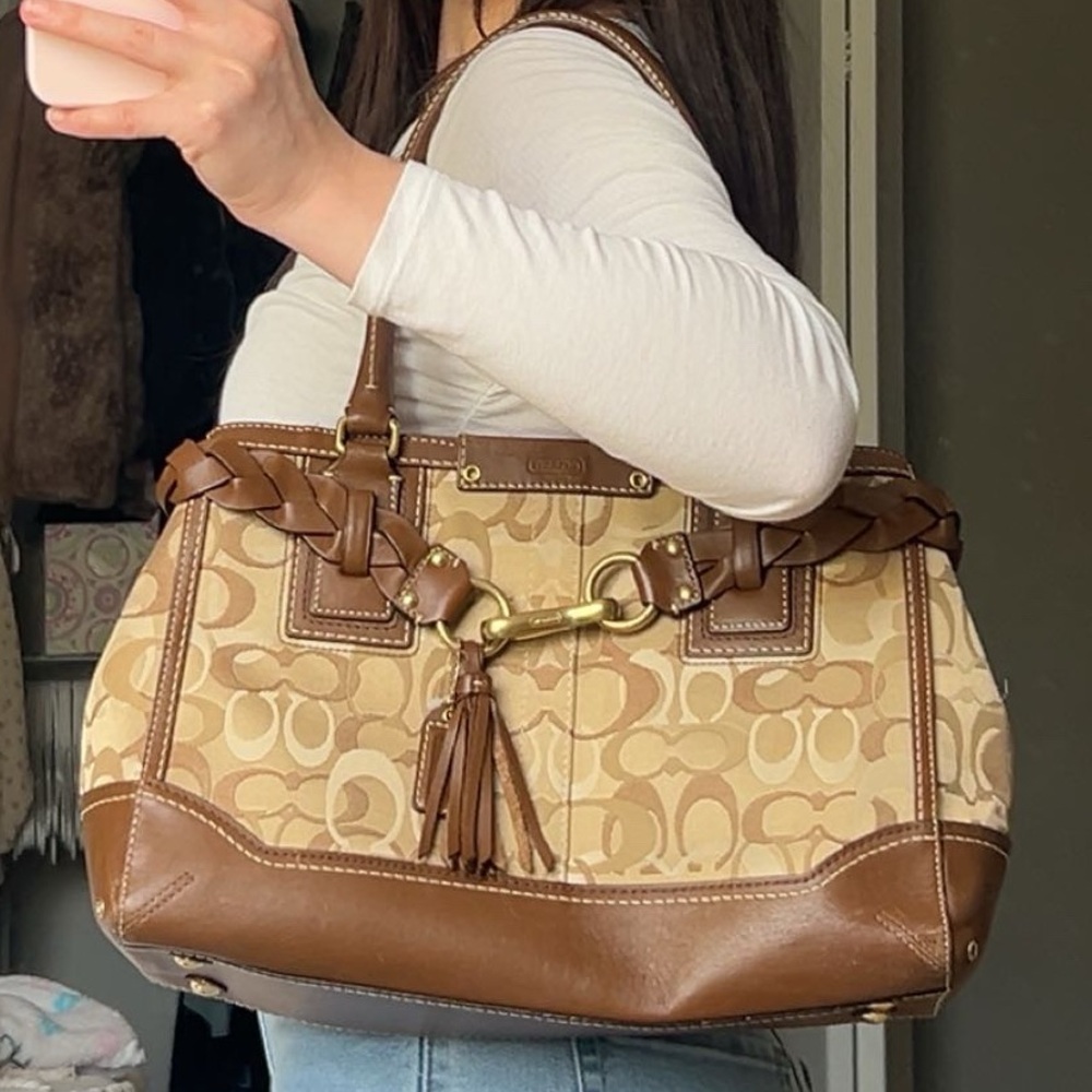 vintage brown and tan coach bag
